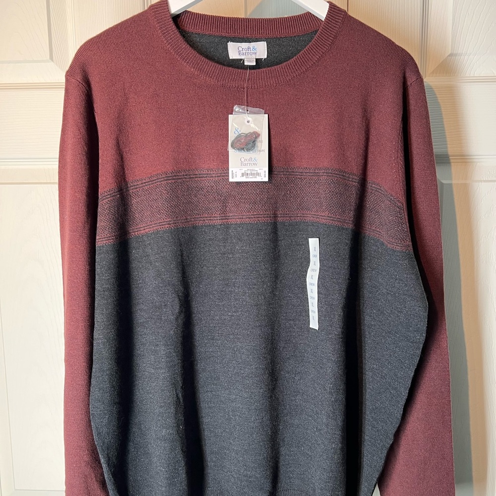 Mens crewneck sweater Croft&Barrow XL maroon and grey